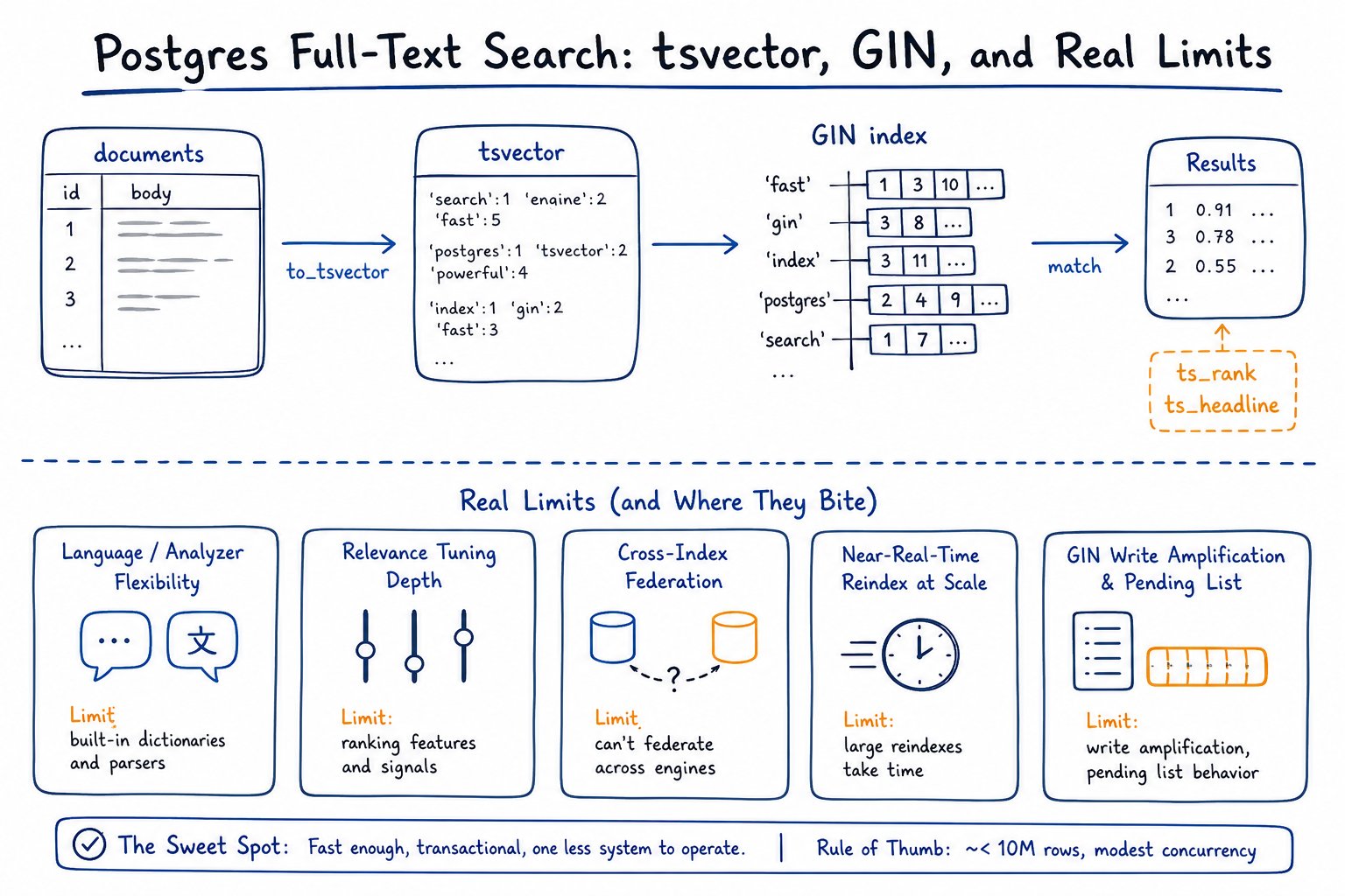 Postgres Full-Text Search: tsvector, GIN, and Real Limits