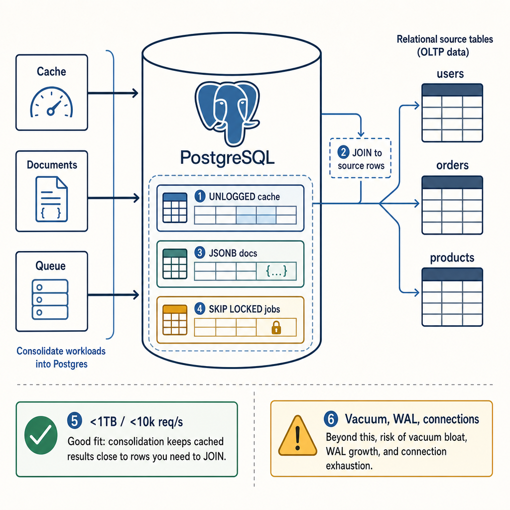 Postgres as a cache: UNLOGGED tables, not Redis-lite