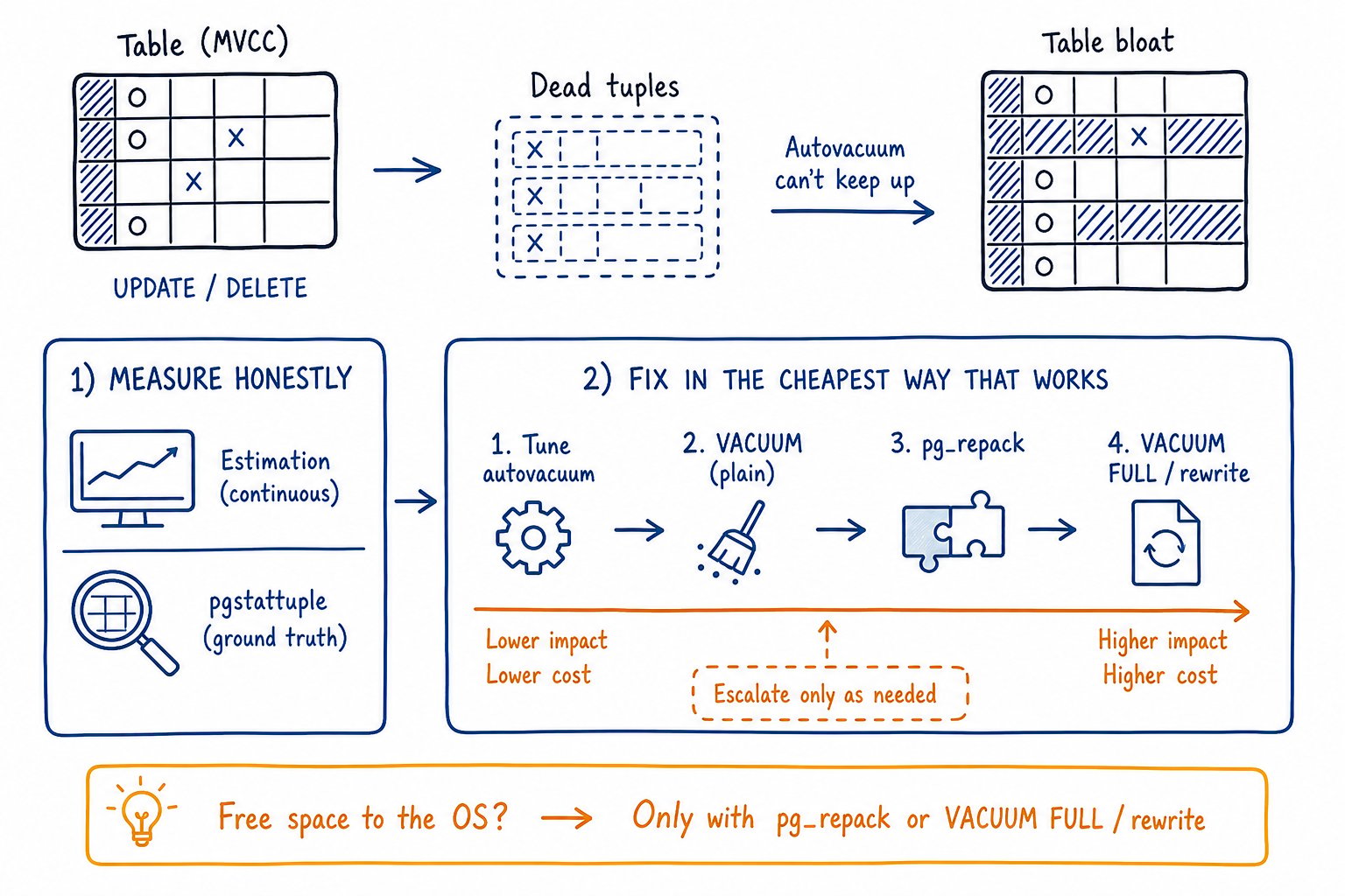Postgres Table Bloat: Measure It Honestly, Then Fix It in the Cheapest Way That 