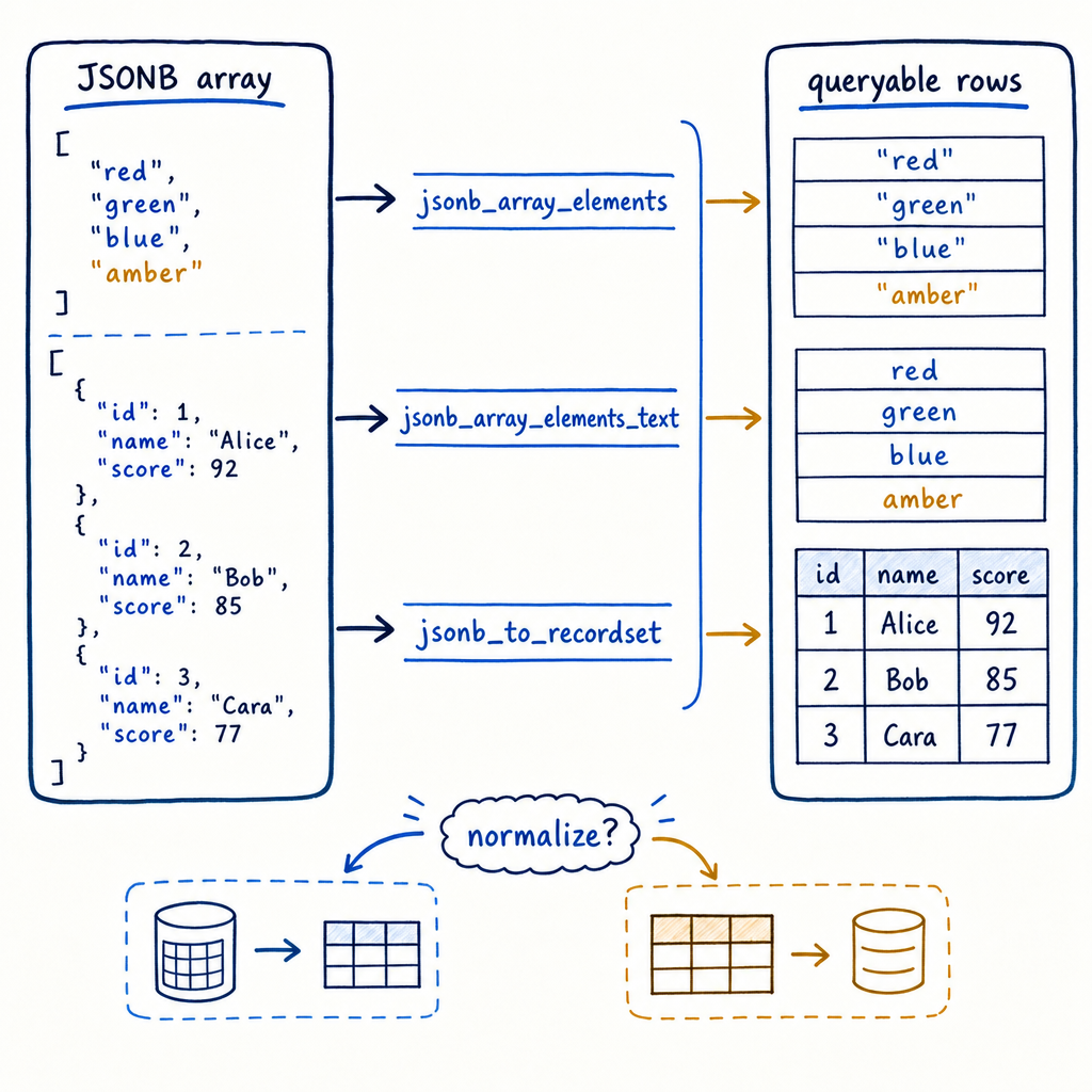 Postgres jsonb_array_elements: Turn JSON arrays into queryable rows inside SQL