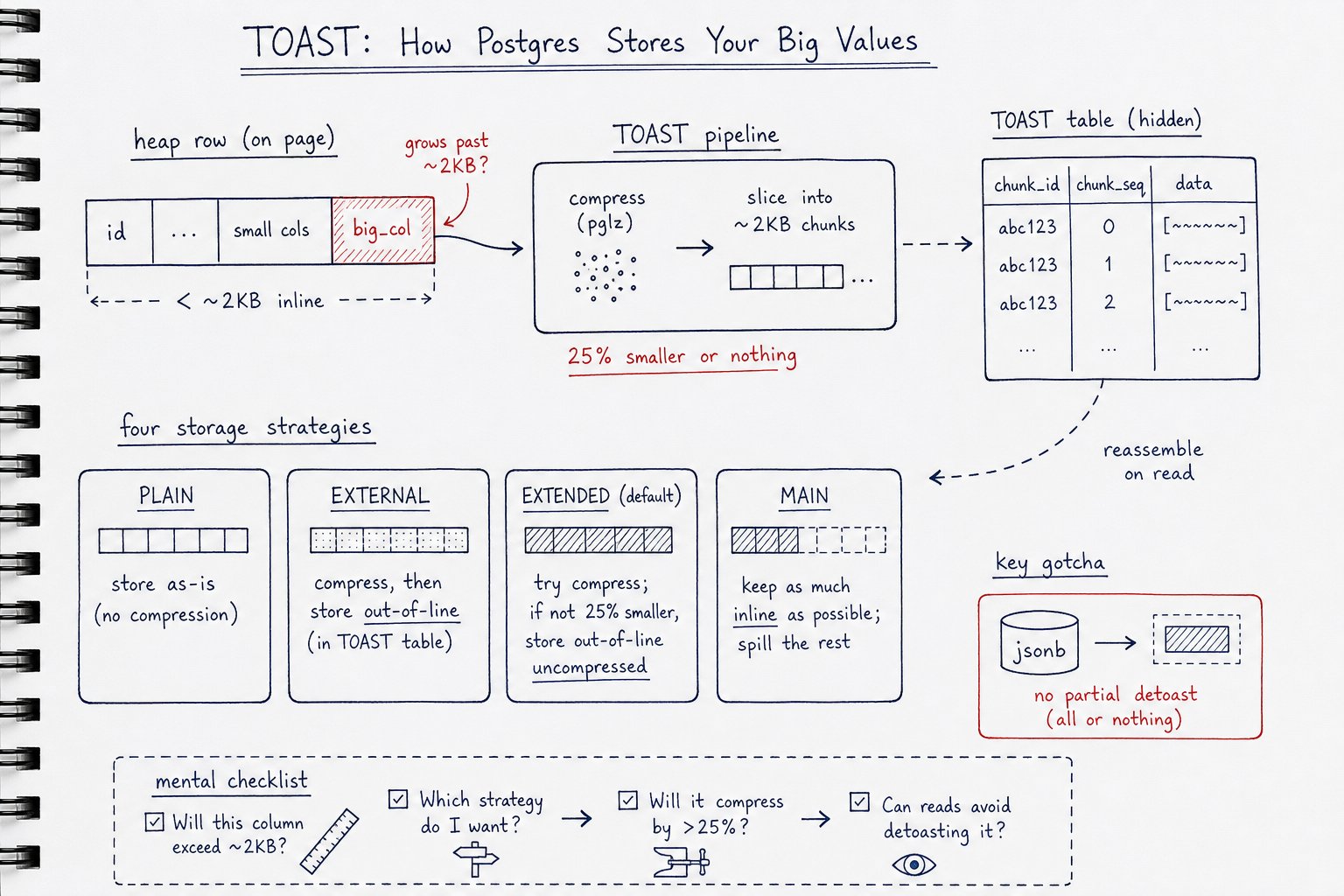 Postgres TOAST: A Practical Storage Checklist