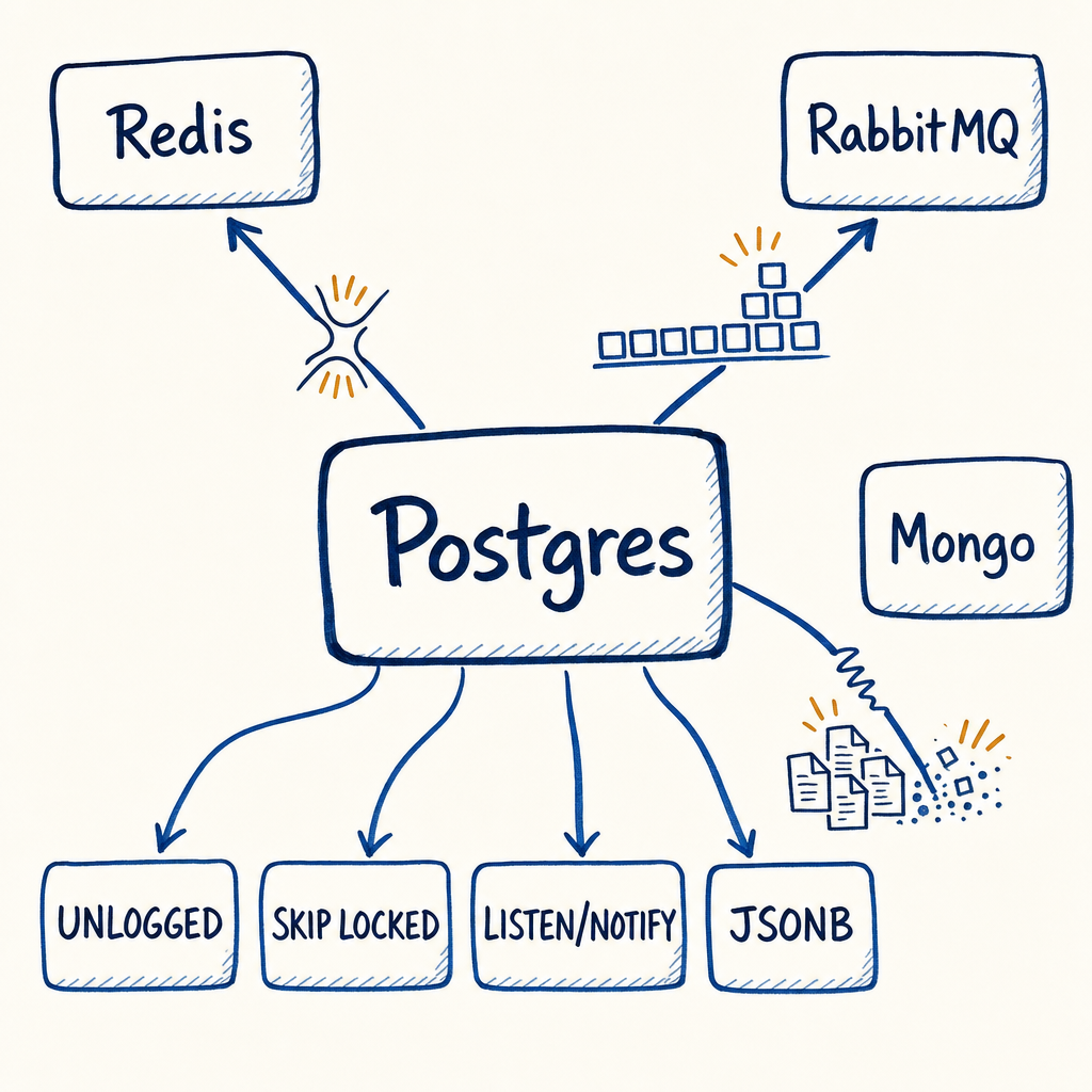 Postgres vs Redis, Mongo, RabbitMQ: The Real Decision Framework